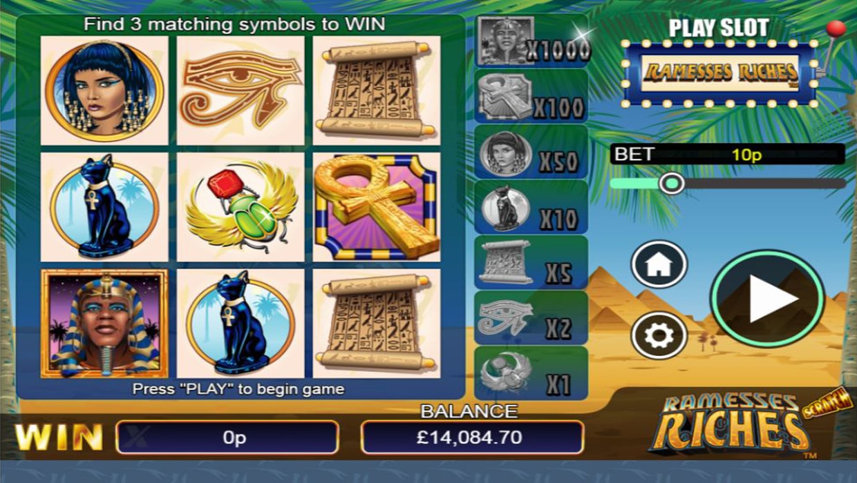 Ramesses Riches scratchcard